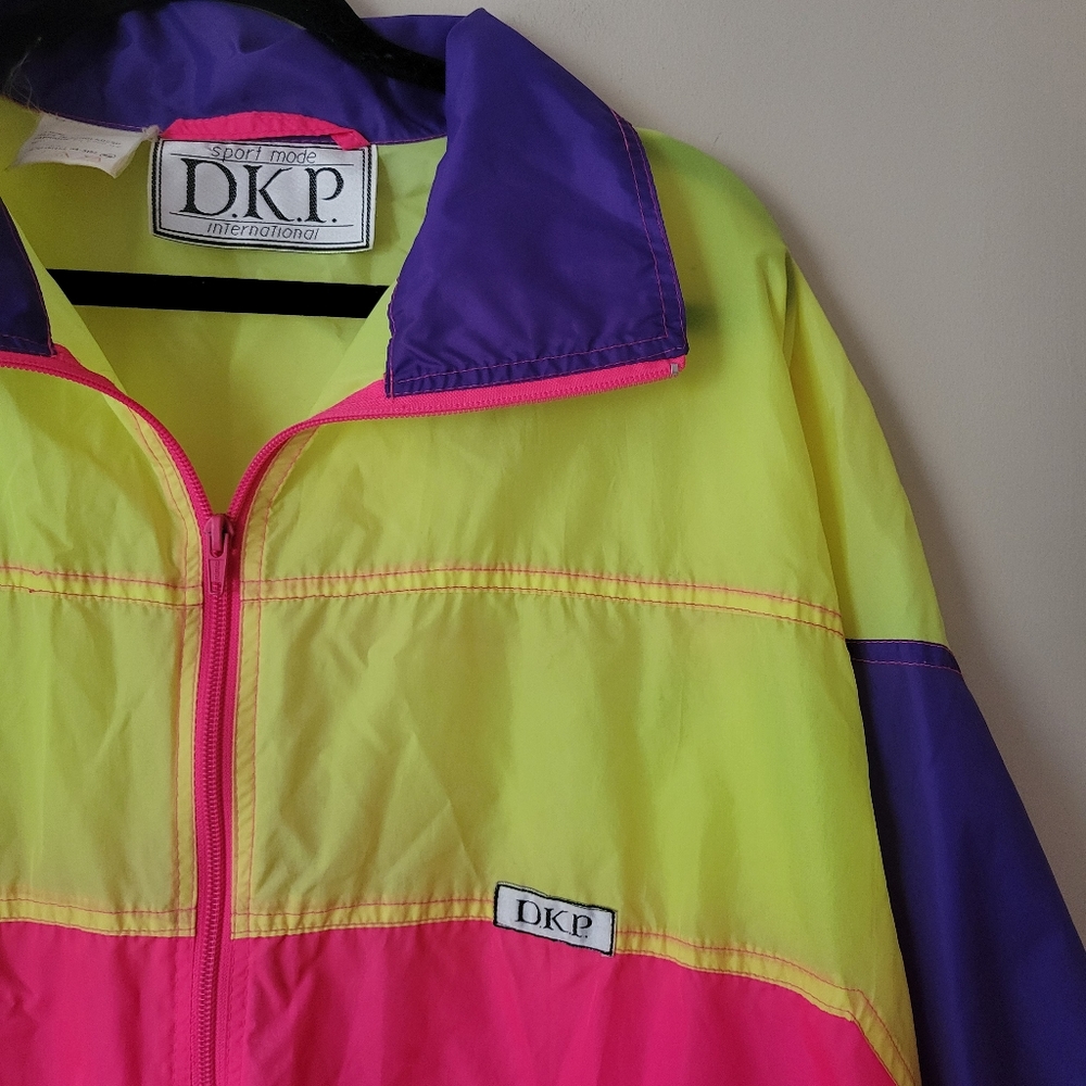 Vintage 90s Neon Windbreaker Lightweight Jacket - Picture 3 of 7